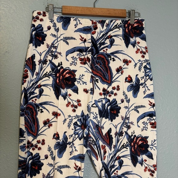 Diane Von‎ Furstenberg Dakota White Rose Floral Skinny Trouser Pants Size 12 - Picture 5 of 12